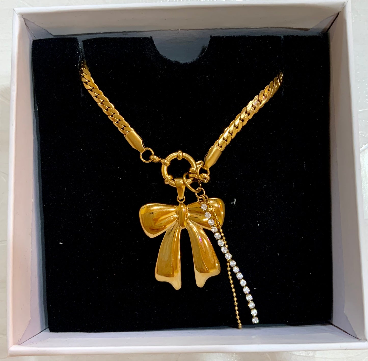 Gilded Ribbon Charm Necklace