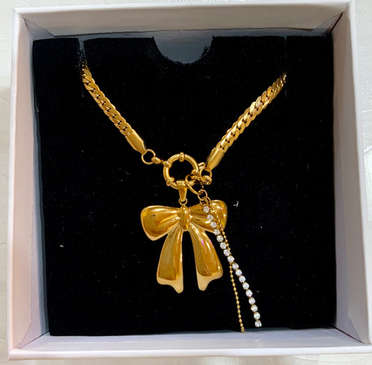 Gilded Ribbon Charm Necklace