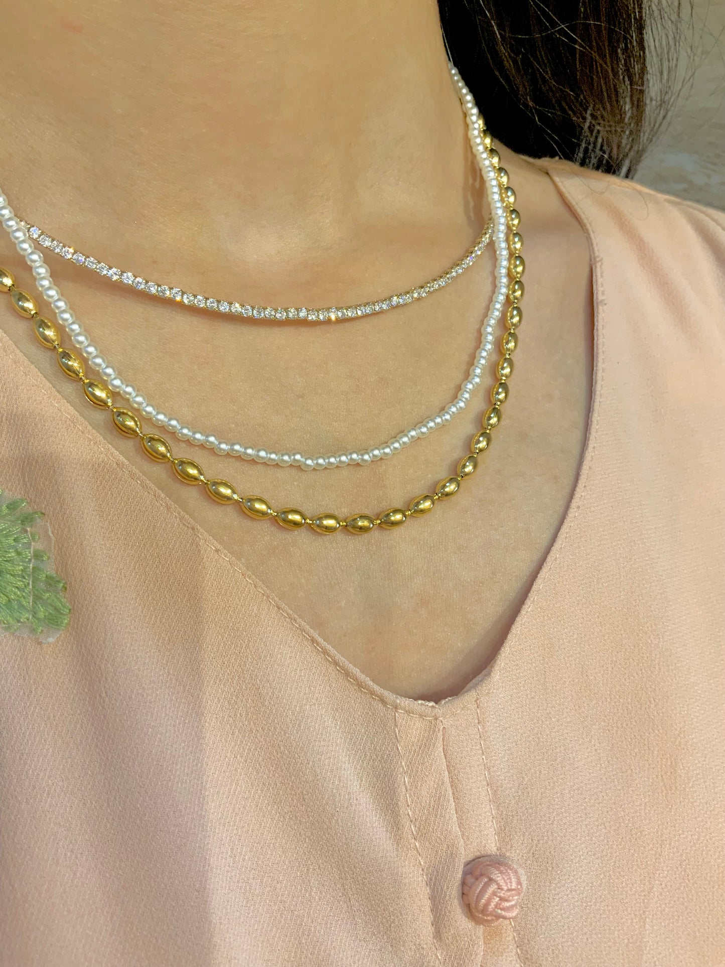 Golden Glint Tennis Necklace