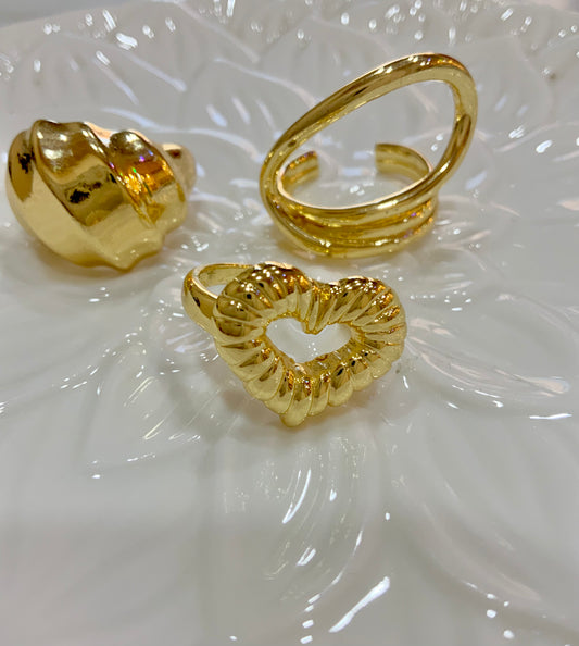 Heart ring bundle of 3