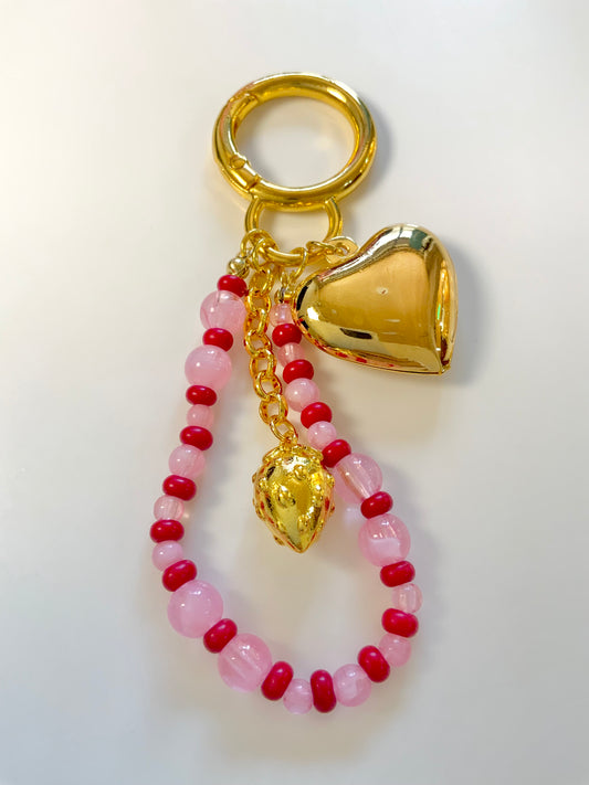 Strawberry kisses bag charm