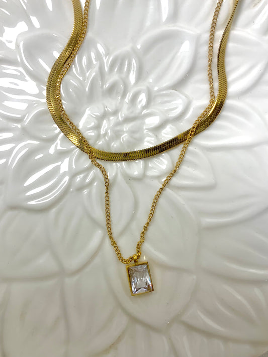 Solitaire layered necklace