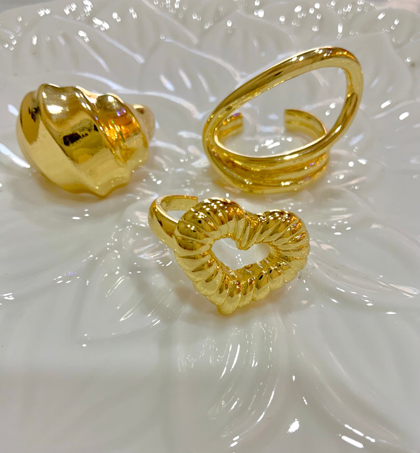 Heart ring bundle of 3