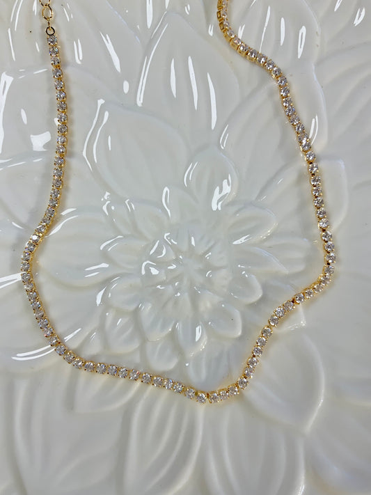 Golden Glint Tennis Necklace