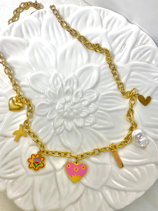 Heart charmis necklace