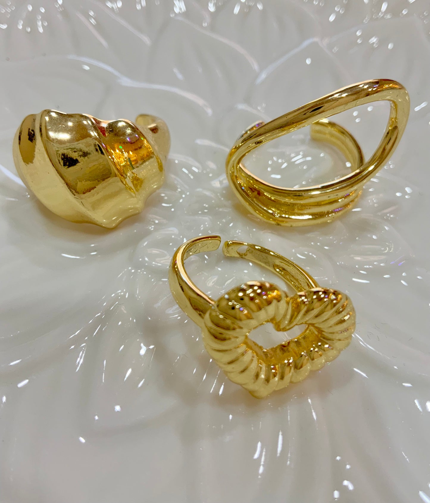 Heart ring bundle of 3