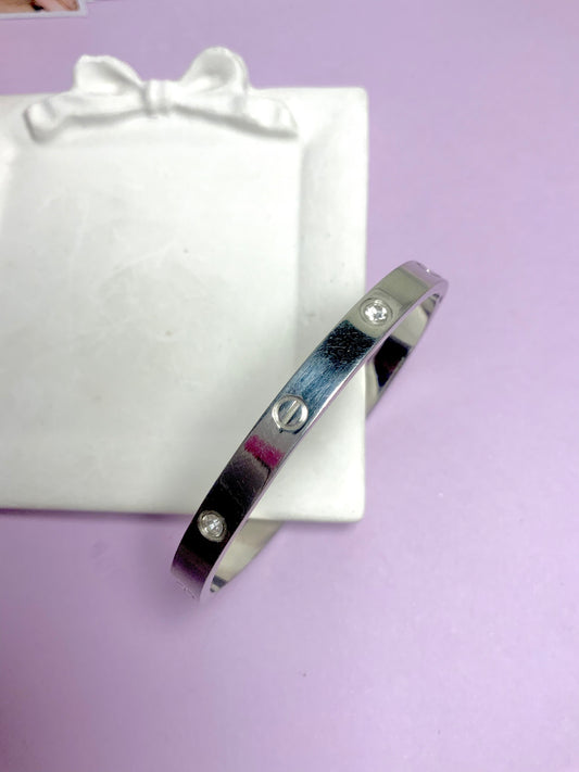 Silver love cuff