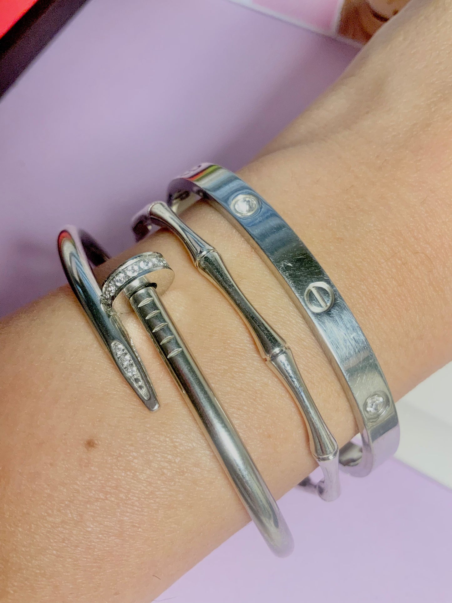 Silver love cuff