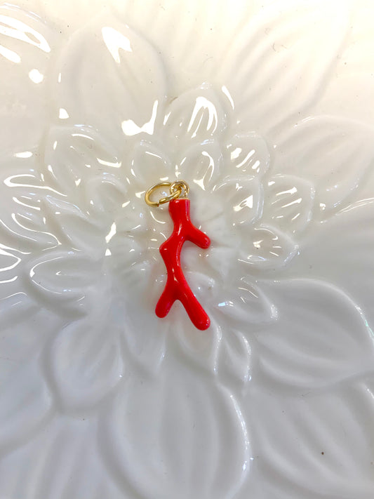Red coral branch charm