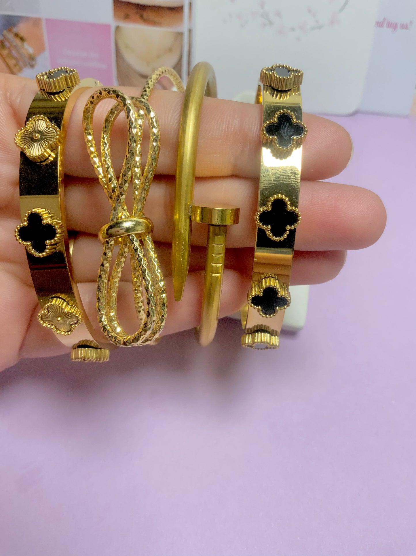Midnight clover cuff